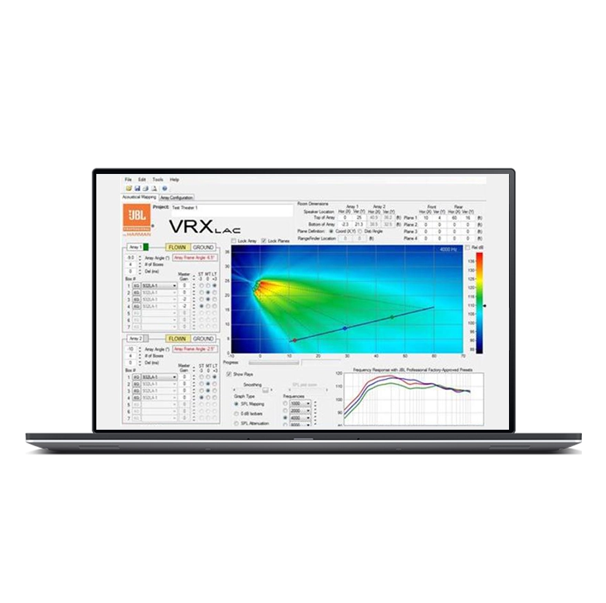 JBL VRX Array Calculator - программа под Windows для акустических расчетов линейных массивов VRX900 Series