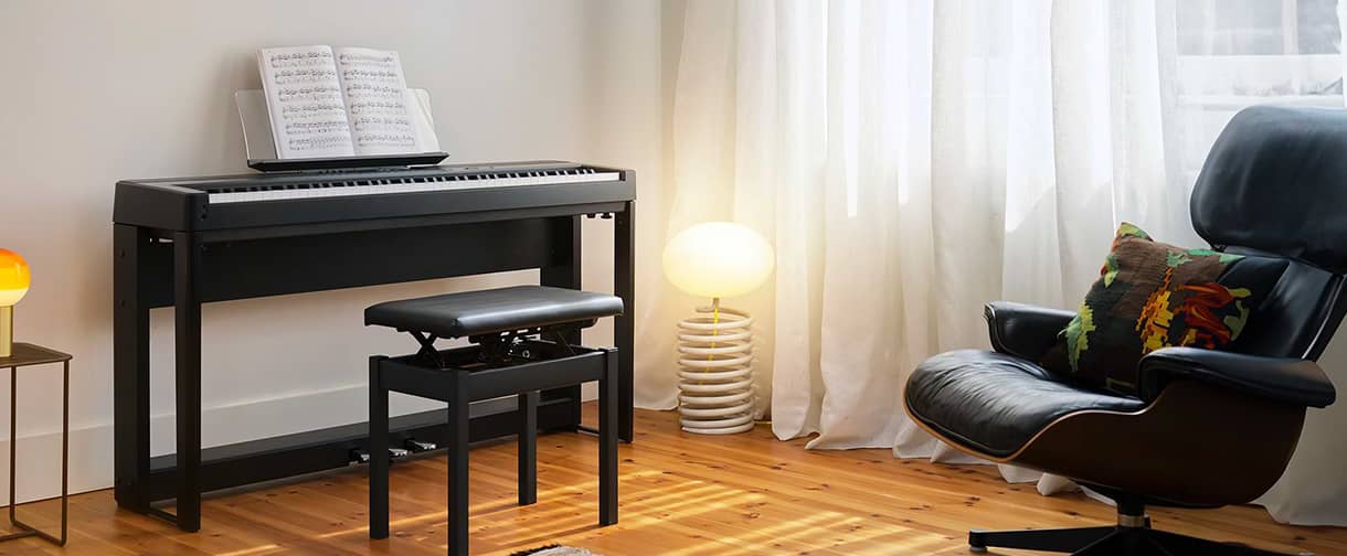 Digital piano in the room