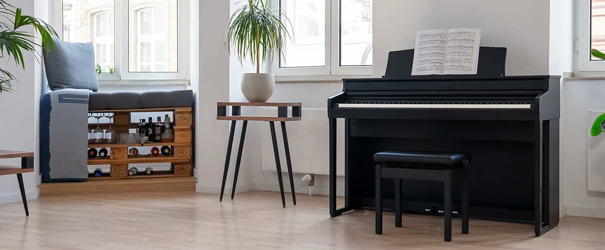 Digital piano in the room