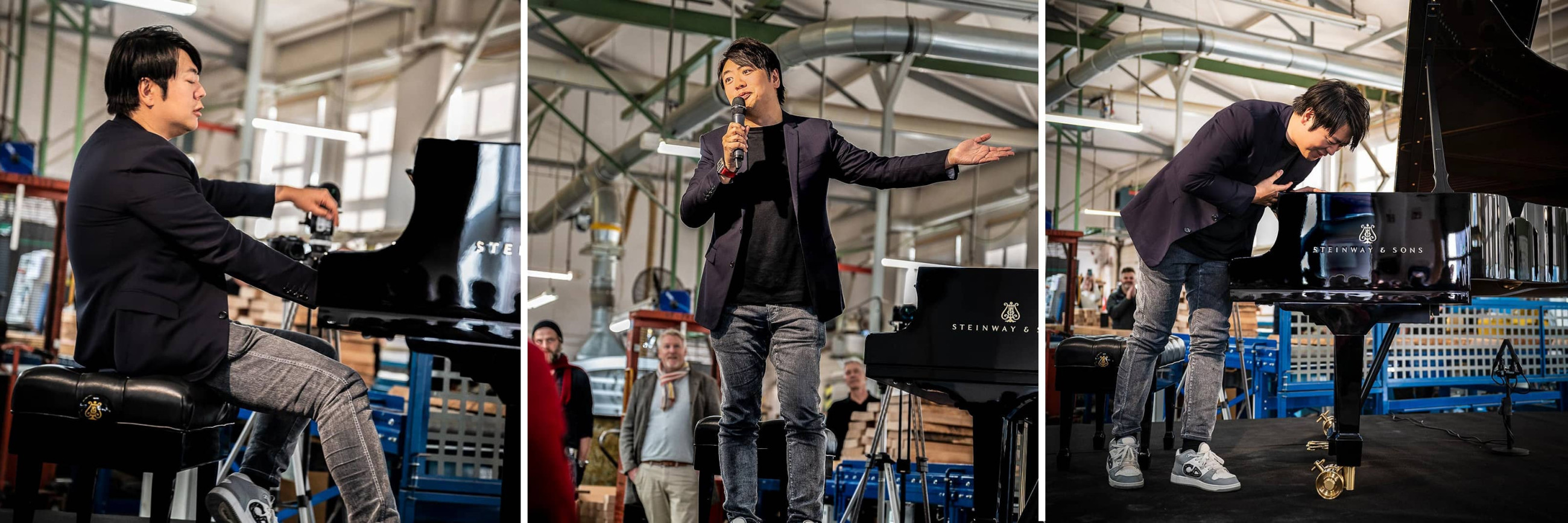 Пианист Ланг Ланг на сцене во время концерта на фабрике Steinway в Гамбурге